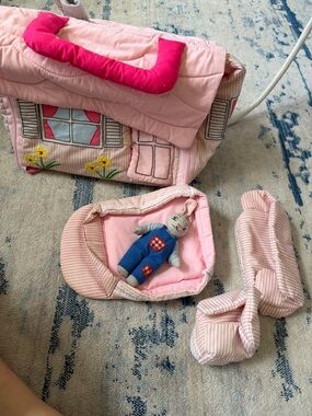 Pink Plush Doll Carrier Playset with Bunny Toy